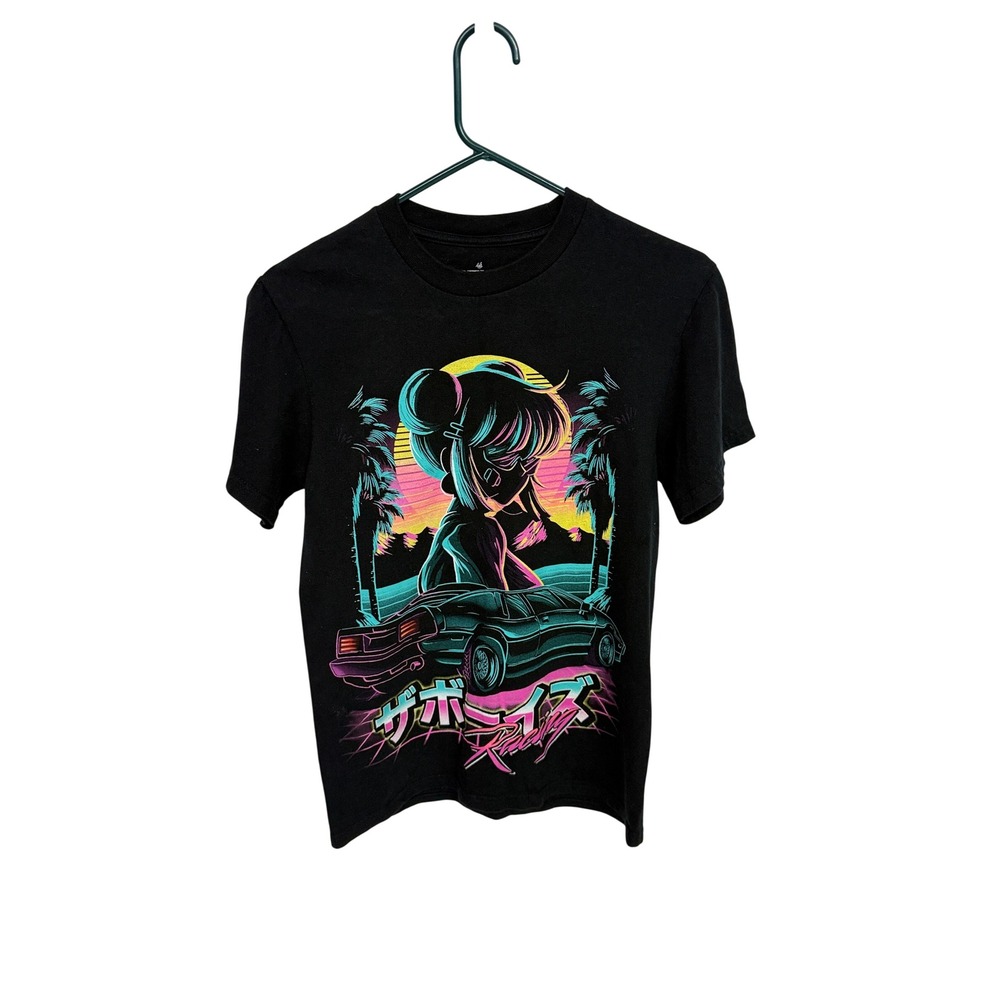 The Boys Racing Graphic T-Shirt Black Anime Synthwave Vaporwave Mens Small